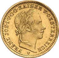 1/2 vereinskrone 1858 V. Venice. J. 314. From Künker sale 195 (September 28, 2011), 4176. Extremely fine. Estimate: 25,000 Euros. - Even more unpopular was the half vereinskrone. This specimen wasn?t minted in Vienna but in Venice with a mintage of 947 pieces.