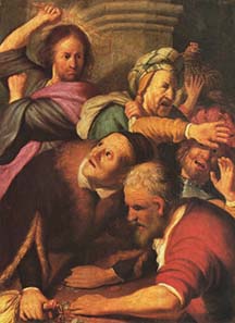 Christ driving the money changers from the Temple (1626), painting by Rembrandt van Rijn, Pushkin Museum / Moscow. Source: Wikipedia.