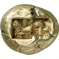 LYDIA. Indeterminate king. Trite, 600-550 B. C. Lion head with open jaw and multi-radial wart r. Rev. Two rectangular incuse punches. Weidauer pp. 86. From Gorny & Mosch auction 185 (2010), no. 160.