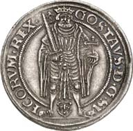 No. 5001: SWEDEN. Gustav Eriksson Vasa (1521-1560). Gyllen 1528. Ahlström 34 a (XR, this specimen). Appelgren 476. Dav. 8690. Hagander 1. Of utmost rarity. Magnificent patina, EF. Estimate: 50,000 Euros, Hammer price: 180,000 Euros.