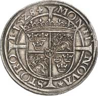 No. 5001: SWEDEN. Gustav Eriksson Vasa (1521-1560). Gyllen 1528. Ahlström 34 a (XR, this specimen). Appelgren 476. Dav. 8690. Hagander 1. Of utmost rarity. Magnificent patina, EF. Estimate: 50,000 Euros, Hammer price: 180,000 Euros.