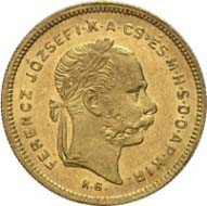 No. 4279: AUSTRIA. Franz-Joseph I (1848-1916). Ducat 1881 KB. Fb. 240. J. 360. Schl. 36. Only 43 specimens were minted, EF. Estimate: 5,000 Euros, Hammer price: 24,000 Euros.