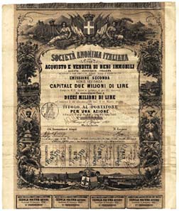 Echoes of the classical antiquity promise success on this security certificate of 1869.