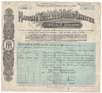 Madame Tussauds and its waxworks were converted to a public limited company in 1926.