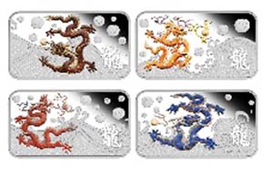 Four-Coin Set, specifications of each coin as follows: Cook Islands - 1 CID - 1oz 999 silver - 31.135 g - 47.60 x 27.60 mm - Mintage: 3,000.
