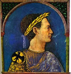 Julius Caesar, 'Butcher of Brittany', slaughtered a million Gauls and enslaved a million others. Why do we idolise him? Source: From a manuscript of Plutarch?s Lives, c. 1450.