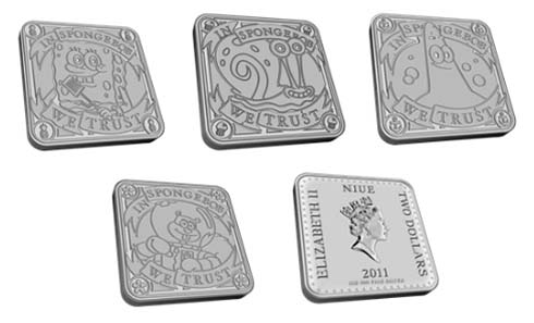 The four coins' oberverse designs and the reverse. Each coin's specifications are: Niue - $2 - 1oz 999 Silver - 35 x 35 mm - Mintage: 100,000 (per design).