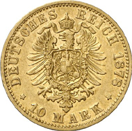 1368: William I. 10 Mark 1878 B. Of greatest rarity. Very fine. Estimate: 60,000 EUR. Hammer price: 80,000 EUR.