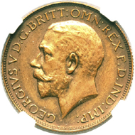 25093: George V bronze pattern Sovereign 1928-SA, reeded edge. Not listed in KM. Hern-U14A (unique). Matte PR64 NGC. Believed to be unique. Estimate: $40,000-$50,000. Realized: $184,000.