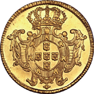 23413: Joao V 6400 Reis 1727R, KM136, Russo-188, AU Details NGC, improperly cleaned. Estimate: $70,000-$90,000. Realized: $143,750.
