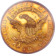 4681: 1829 $5 Large Date PR64 PCGS Secure. CAC. Breen-6489, BD-1, R.7. Ex: Garrett.