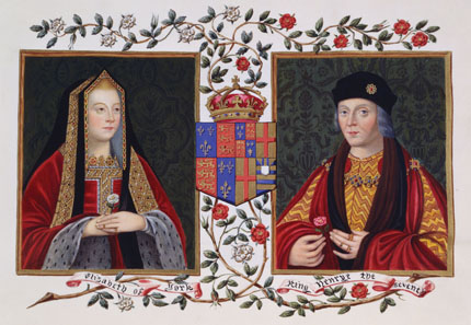 Double portrait of Elizabeth of York and Henry VII, by Sarah Malden, Countess of Essex (c. 1761-1838). From: Lucy Aikin's Memoirs of the Court of Queen Elizabeth, c. 1825. Source: Wikipedia.