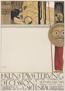 Gustav Klimt, Exhibition poster of the Vienna Secession's first exhibition (censored version), 1898. Wien Museum. Source: Wikipedia.