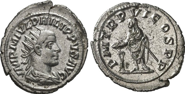 Philipp II. Antoninianus, Antioch. Rv. Philipp sacrificing. RIC 236. From Gorny & Mosch 200 (2011), 2750.