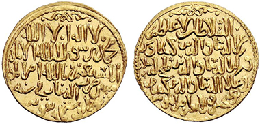 auction 153 / lot 906: Seldjuks of Rum. Sons of Kay Khusru, 646-655 AH (= 1248-1257 A.D.). Dinar 648 AH Konya. album cf. 1227.