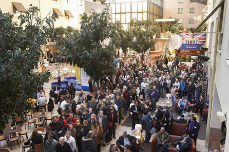 Long lines forming at the entrance to the World Money Fair.