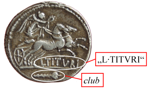 Figure 2: An example for OCR and symbol recognition on a Roman Republican Coin (MK RÖ 3965).