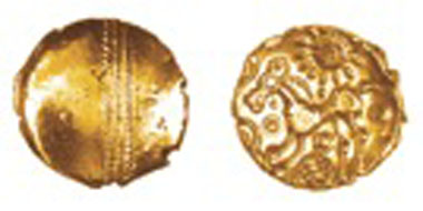 Regini gold quarter stater, c. 50-40 BC.Unique.