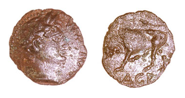 Agr bronze unit, c. AD 35-43. Unique.