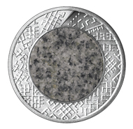 1 lats - central disc of granite, outer ring of 925 silver - 35.00 mm - 13.60 g - Design: Laimonis Senbergs, Janis Strupulis - Mintage: 7,000.