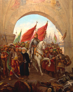 Mehmed II, Entering to Constantinople by Fausto Zonaro (1854-1929). Source: Wikipedia.