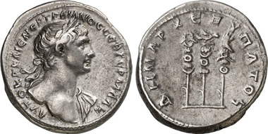 Caesarea. Trajan. Tridrachm. Gorny & Mosch 204 (2012), 1859.