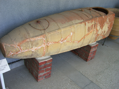 Clay sarcophagus typical for the Kayseri area. Photograph: UK.