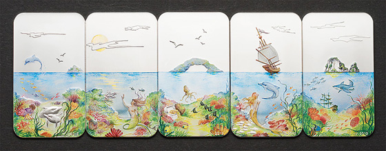 Palau - 2 dollars - 2012 - silver .925 - 1/2 oz. - 27 x 47 mm - Mintage: 1,612 pieces each single coin and 888 pieces of the complete set.