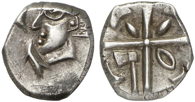 Drachm, probably of the Volcae Tectosages from the 1st cent. B. C. From auction Künker 204 (2012), 50.