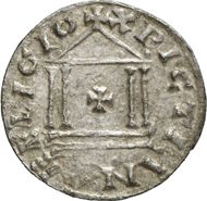 1405: CAROLINGIANS. Charlemagne (768-814). Denarius 800 or 812. Depeyrot 1166. M./G. 317. Of utmost rarity, about EF. Estimate: 30,000 euros, hammer price: 160,000 euros.