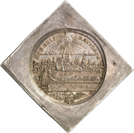5411: REGENSBURG. 5 reichstalerklippe n. d. (1711-1740), with title of Charles VI. Beckenb. - (cf. 6172). Dav. - (cf. 2613). Probably unique specimen, EF. Estimate: 10,000 euros, hammer price: 28,000 euros.
