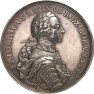 4616: PRUSSIA. Frederick II the Great (1740-1786). Silver medal 1758 on the Battle of Zorndorf. F. u. S. 4403. Old. 648. Of great rarity, EF, finely toned. Estimate: 1,000 euros, Hammer price: 5,000 euros.