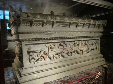 So-called Alexander Sarcophagus, discovered in Sidon / present-day Lebanon. Photograph: KW.