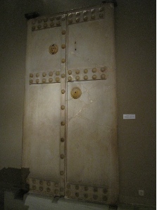 Marble entrance to a tomb, discovered near Thessaloniki / present-day Greece. Photograph: KW.