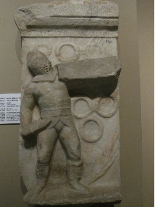 Grave stele of a gladiator from Tralleis. Photograph: KW.