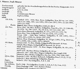 Inventory of the hoard. © Landesmuseum Münster.