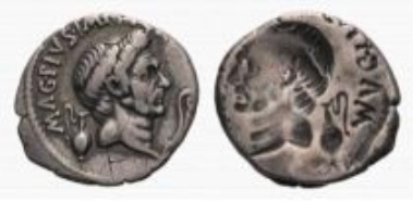 Roman Republic, Sextus Pompeius Magnus Pius, denarius (3.79 g).