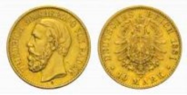 Baden, Frederick I, 10 Mark 1881 G.