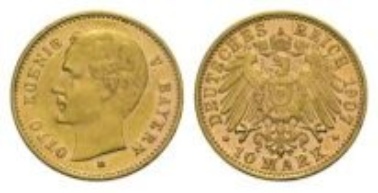 Bavaria, Otto II, 10 Mark 1907 D.