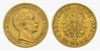 Prussia, Wilhelm II, 20 Mark 1888 A.