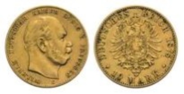 Prussia, Wilhelm I, 10 Mark 1875 C.