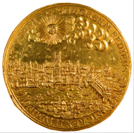 Gold medal of London, struck in 1633, by Nicolas Briot. Coins and Medals, the British Museum.