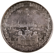 Silver medal of Amsterdam, struck in 1655. Coins and Medals, the British Museum.