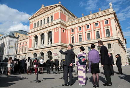 Meeting in front of the Musical Society.