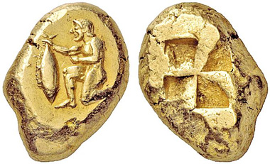 No. 144: GREEK COINS. Cyzicus (Mysia). EL stater, ca 500-450. Von Fritze No. 112, Tf. III, 31. Rare. Fine specimen. Estimate: 50,000 EUR / Sold for: 54,000 EUR.