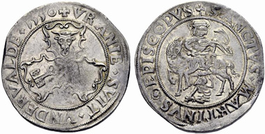 2610: Swiss. Taler of 1550 Altdorf mint, Estimated: 18,000, Realised: 37,000.