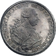 A 212, Lot 4225: SOLMS. Christian August (1714-1784). Convention thaler 1770. Dav. 2787. Joseph 458. Of great rarity, very attractive specimen with good toning, small flan defect, extremely fine to FDC. Estimate: 4,000 EUR. Hammer price: 34,000 EUR.