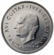 The authentic 1-krona coin from 2009. Source: Riksbank.