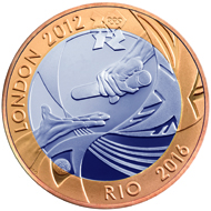 Great Britain / 2 GBP / .925 sterling silver (inner) and .925 sterlin silver plated with fine gold / 24.00 g / 28.40 mm / Design: Jonathan Olliffe (reverse) and Ian Rank-Broadley (obverse).