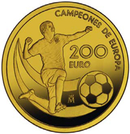 Spain / 200 Euro (4 escudos) / 999 gold / 13.5 g / 30 mm / Mintage: 4,000.